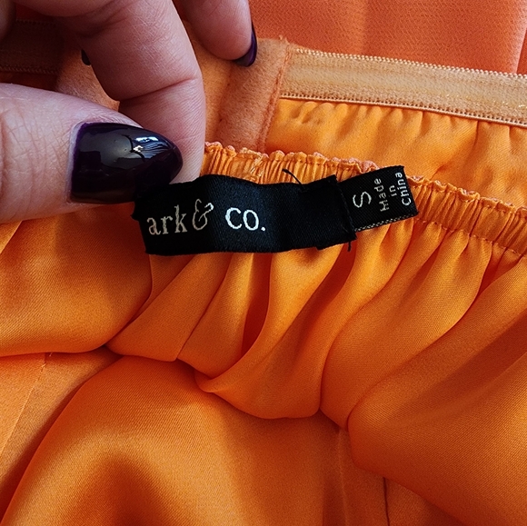 Orange Flowy Strapless Dress Size S - Picture 4 of 5